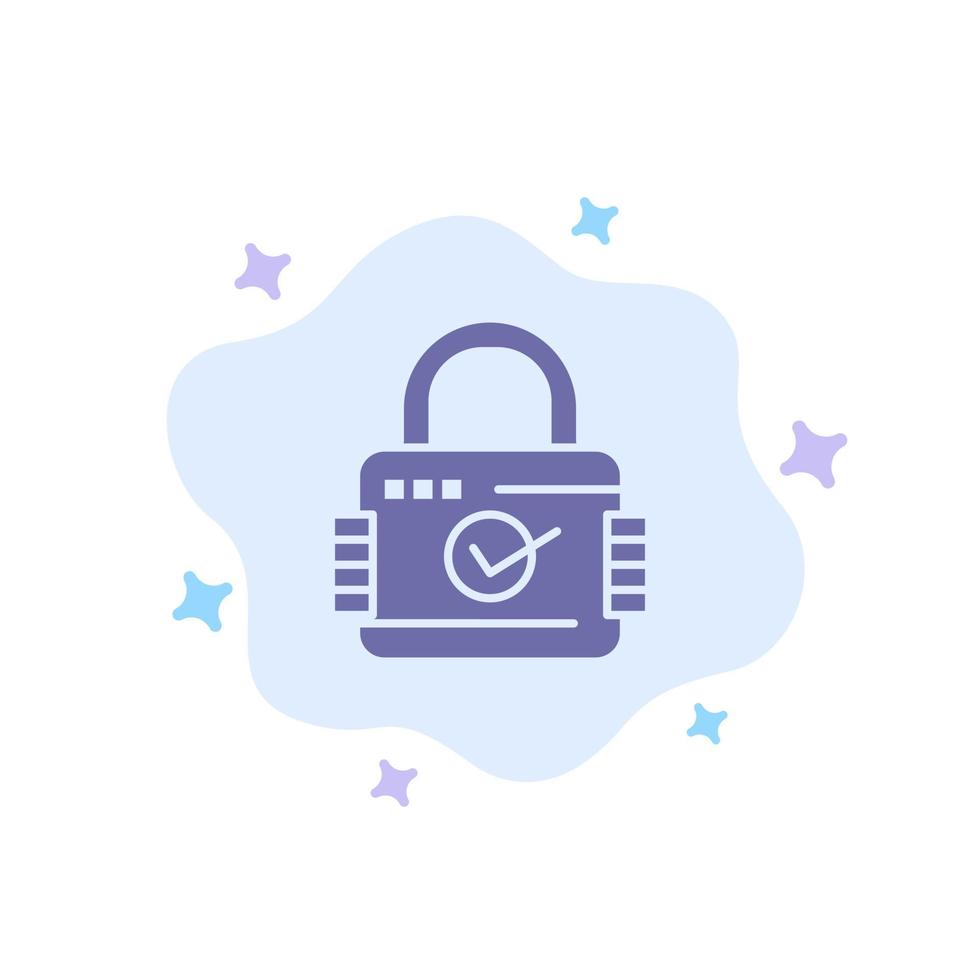 Lock Padlock Security Secure Blue Icon on Abstract Cloud Background vector