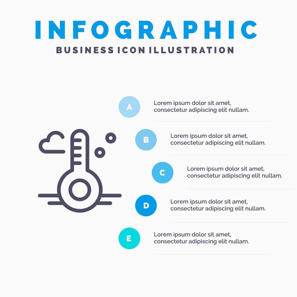 Temperature Thermometer Weather Spring Line icon with 5 steps presentation infographics Background vector