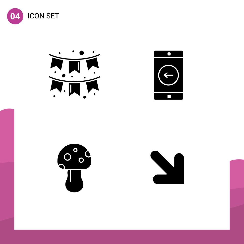 Pictogram Set of 4 Simple Solid Glyphs of celebration nature garlands mobile application spring Editable Vector Design Elements
