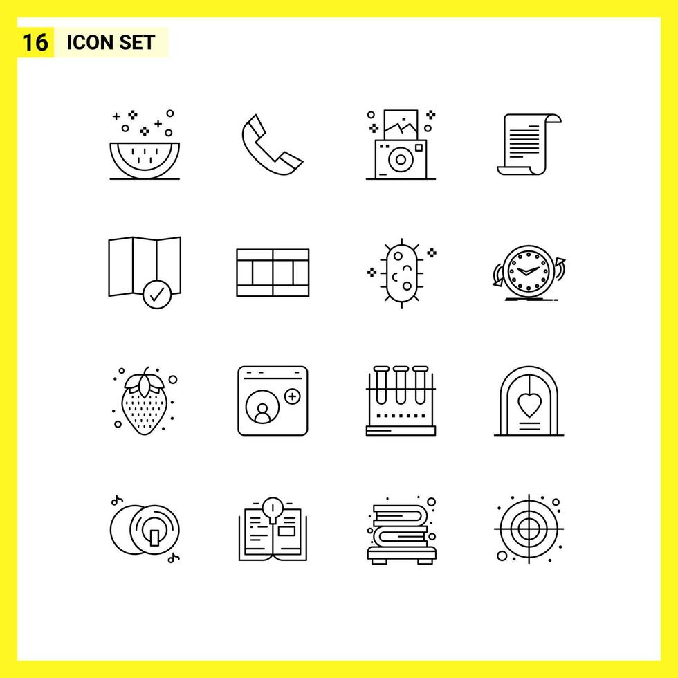 Pack of 16 Modern Outlines Signs and Symbols for Web Print Media such as location usa telephone american file Editable Vector Design Elements