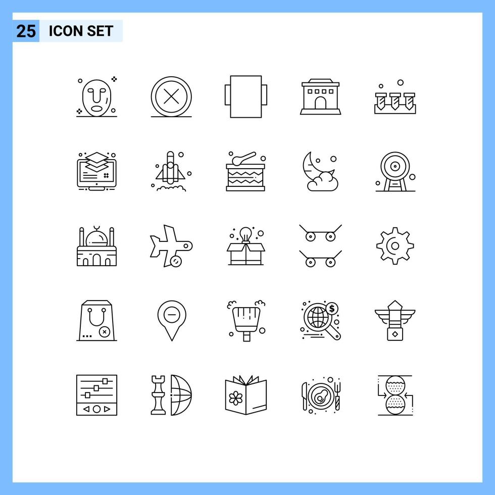 Stock Vector Icon Pack of 25 Line Signs and Symbols for arrange equipment layout construction home Editable Vector Design Elements