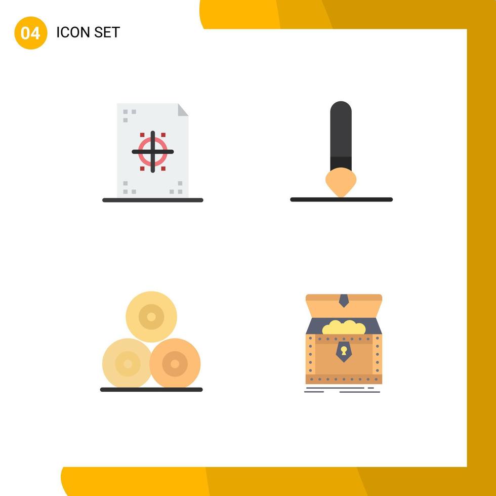 Group of 4 Modern Flat Icons Set for coding hays paper draw village Editable Vector Design Elements