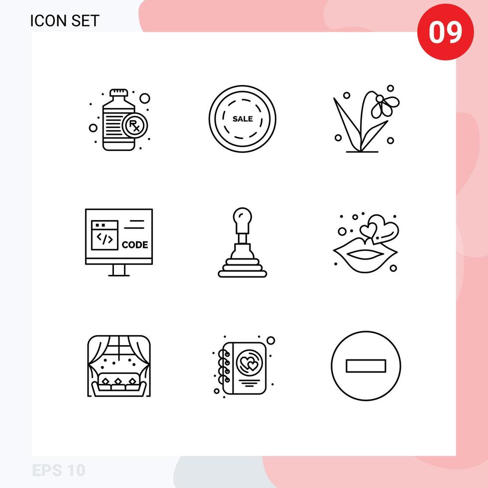 Universal Icon Symbols Group of 9 Modern Outlines of car develop decoration coding app Editable Vector Design Elements
