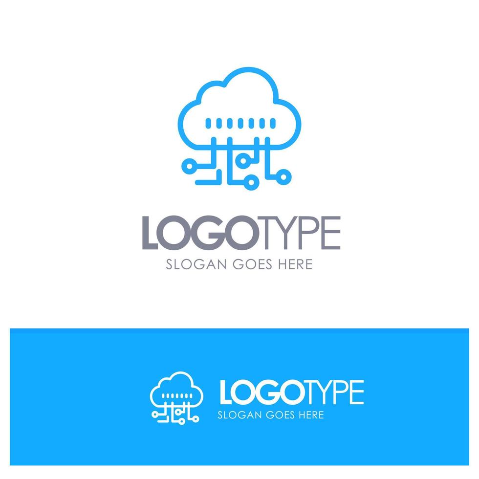 Data Manage Technology Blue outLine Logo with place for tagline vector