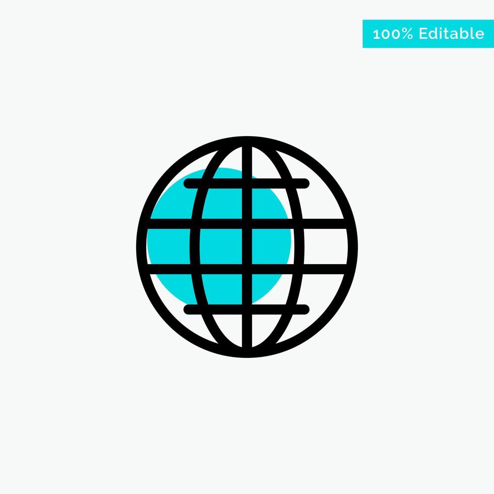 World Globe Internet Security turquoise highlight circle point Vector icon