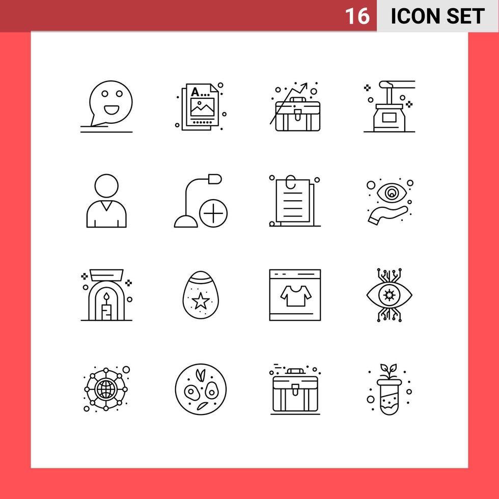 Modern Set of 16 Outlines and symbols such as yoga oil image honey growth Editable Vector Design Elements