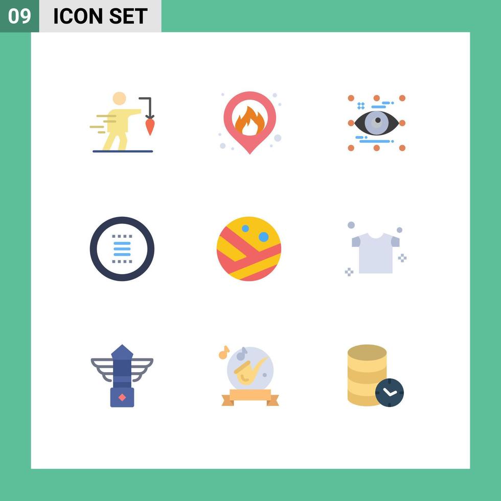 Universal Icon Symbols Group of 9 Modern Flat Colors of navigation hamburger art circle view Editable Vector Design Elements