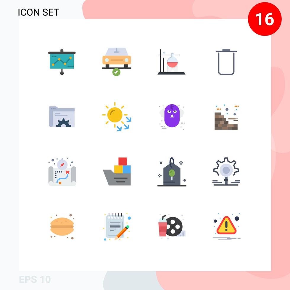 Group of 16 Modern Flat Colors Set for data trash ok sets transfusion Editable Pack of Creative Vector Design Elements