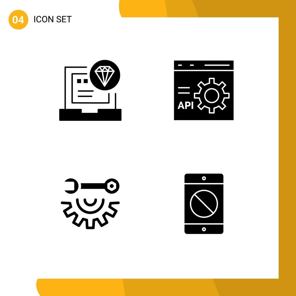 4 Creative Icons Modern Signs and Symbols of app programming coding coding garage tools Editable Vector Design Elements