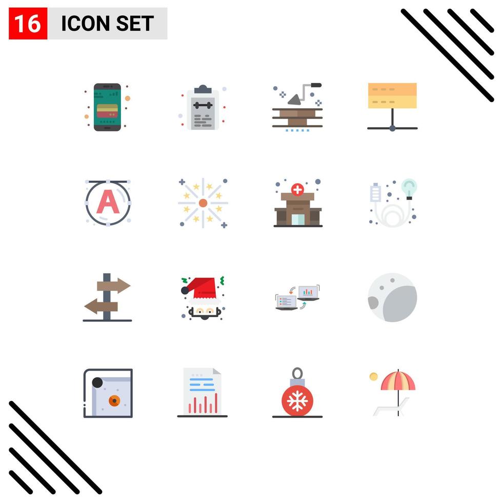 Set of 16 Vector Flat Colors on Grid for signal devices task data wall Editable Pack of Creative Vector Design Elements