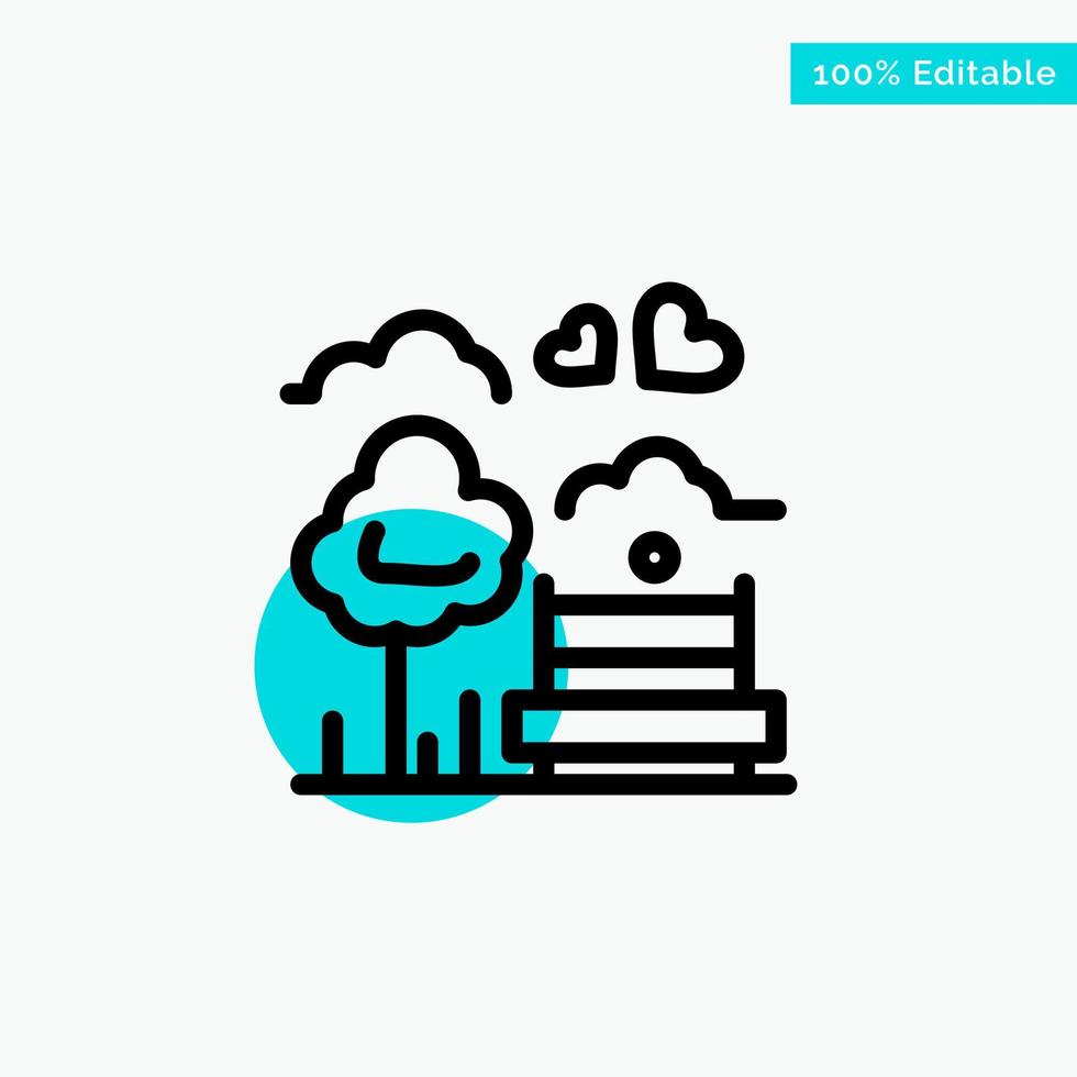 Park Tree Bench Love Outdoor turquoise highlight circle point Vector icon