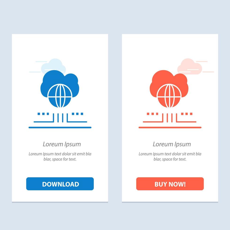 World Marketing Network Cloud  Blue and Red Download and Buy Now web Widget Card Template vector
