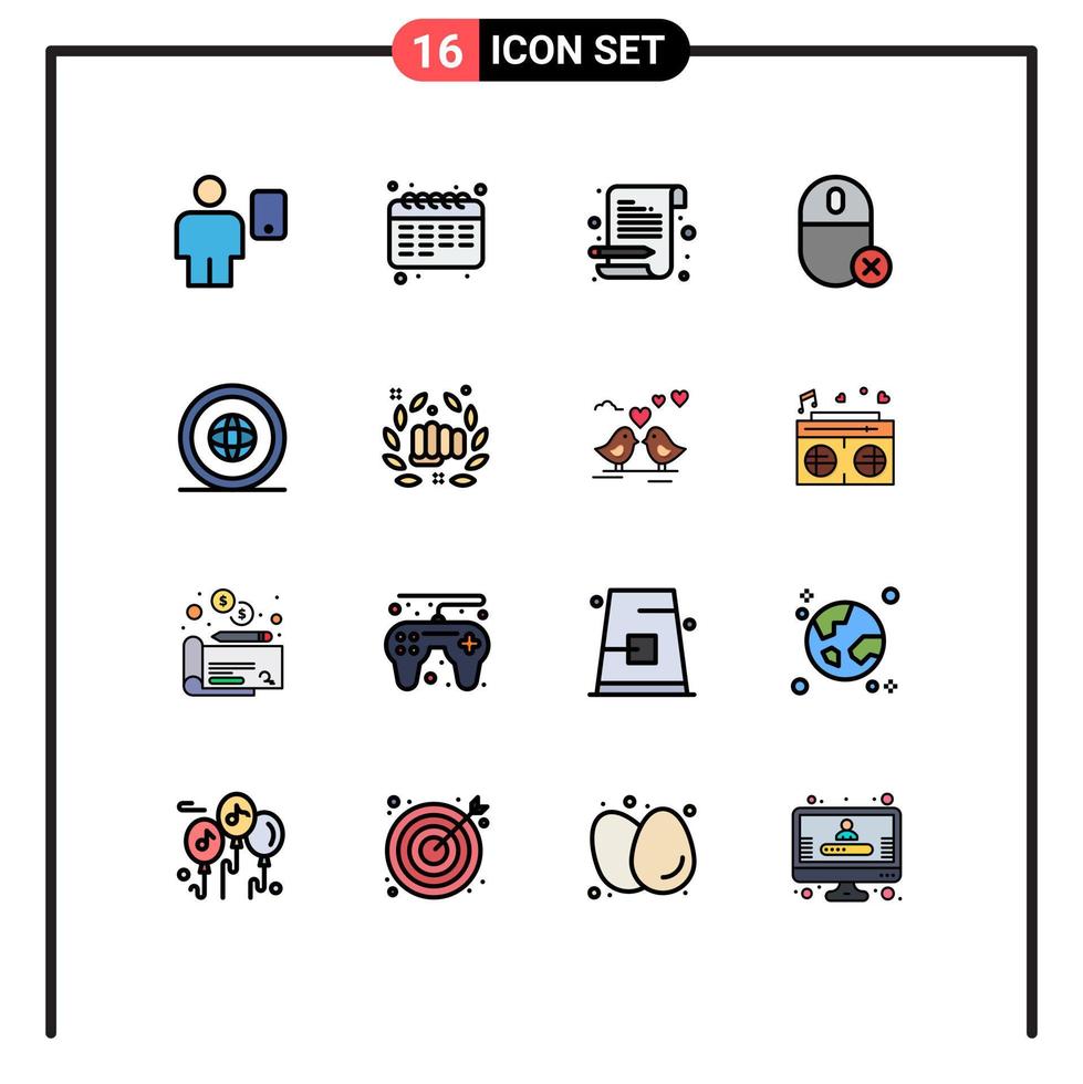 Editable Vector Line Pack of 16 Simple Flat Color Filled Lines of mouse gadget student devices scratch pad Editable Creative Vector Design Elements