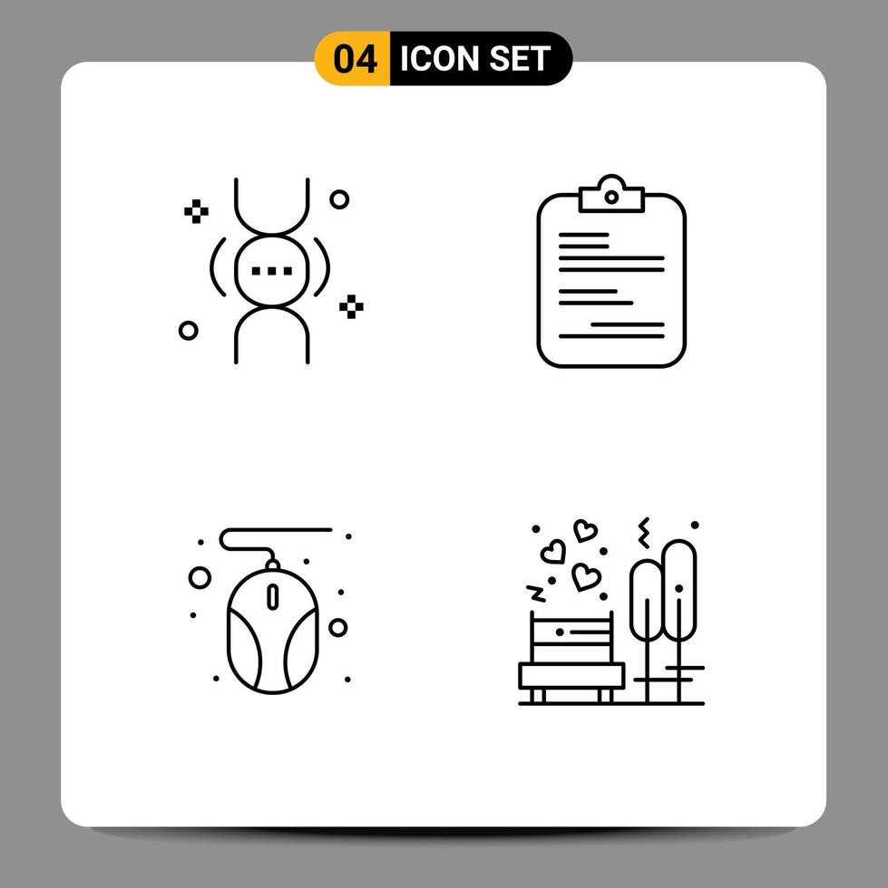 Universal Icon Symbols Group of 4 Modern Filledline Flat Colors of dna computer life paper mouse Editable Vector Design Elements