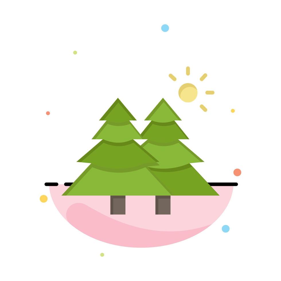 Fir Forest Nature Trees Abstract Flat Color Icon Template vector