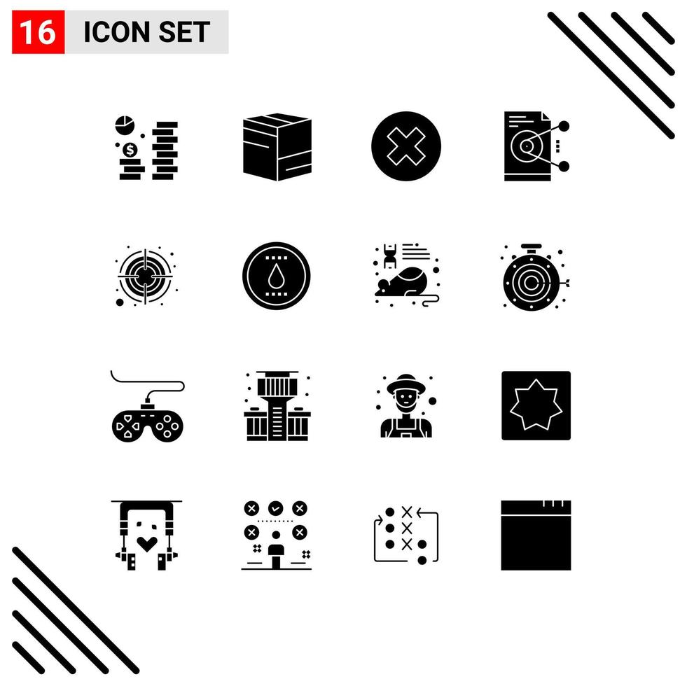 16 Thematic Vector Solid Glyphs and Editable Symbols of server sharing e share remove Editable Vector Design Elements