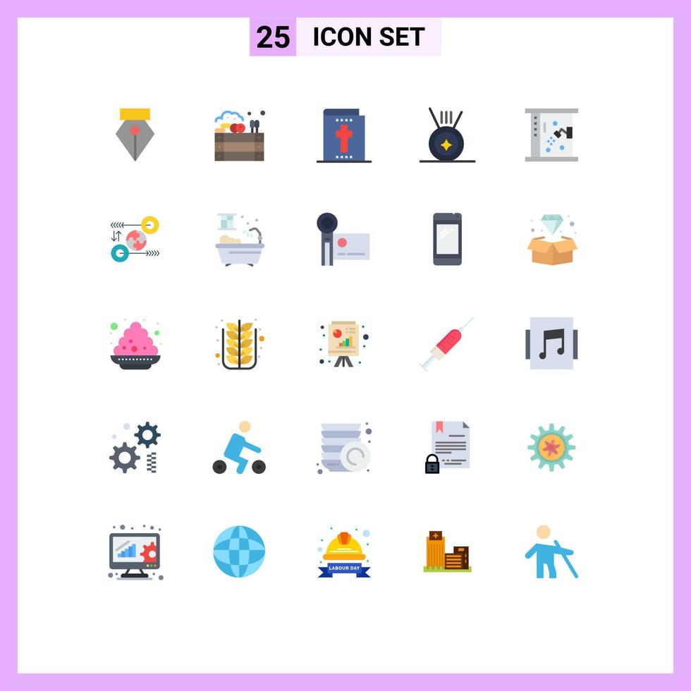 Pictogram Set of 25 Simple Flat Colors of business shower halloween cleaning bath Editable Vector Design Elements