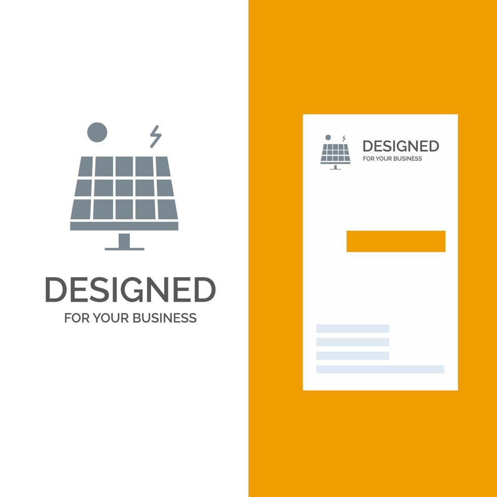 energía medio ambiente verde solar gris diseño de logotipo y plantilla de tarjeta de visita vector