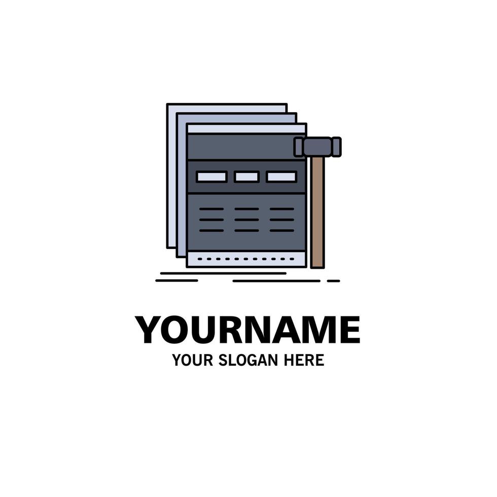 Internet page web webpage wireframe Flat Color Icon Vector
