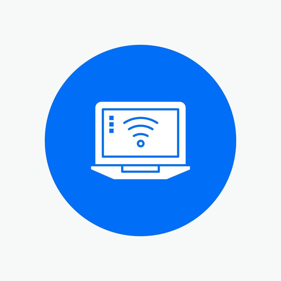 señal de computadora portátil wifi icono de glifo blanco vector