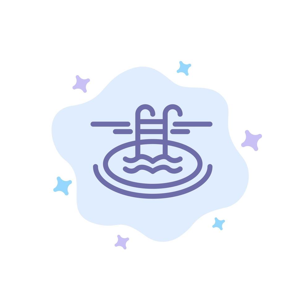 el hotel de la piscina sirve un icono azul en el fondo abstracto de la nube vector