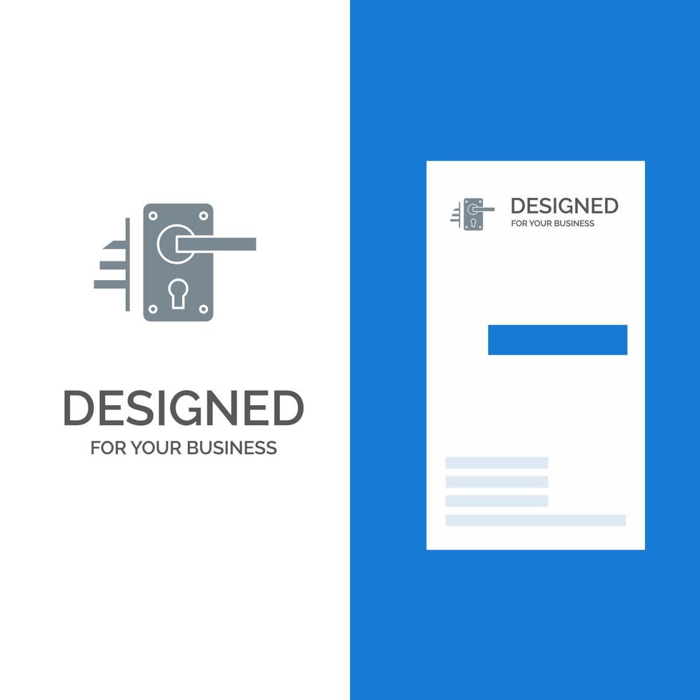 Lock Door Handle Keyhole Home Grey Logo Design and Business Card Template vector