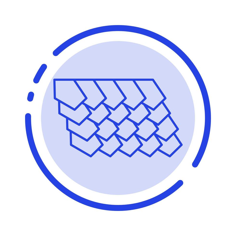Roof Tile Top Construction Blue Dotted Line Line Icon vector