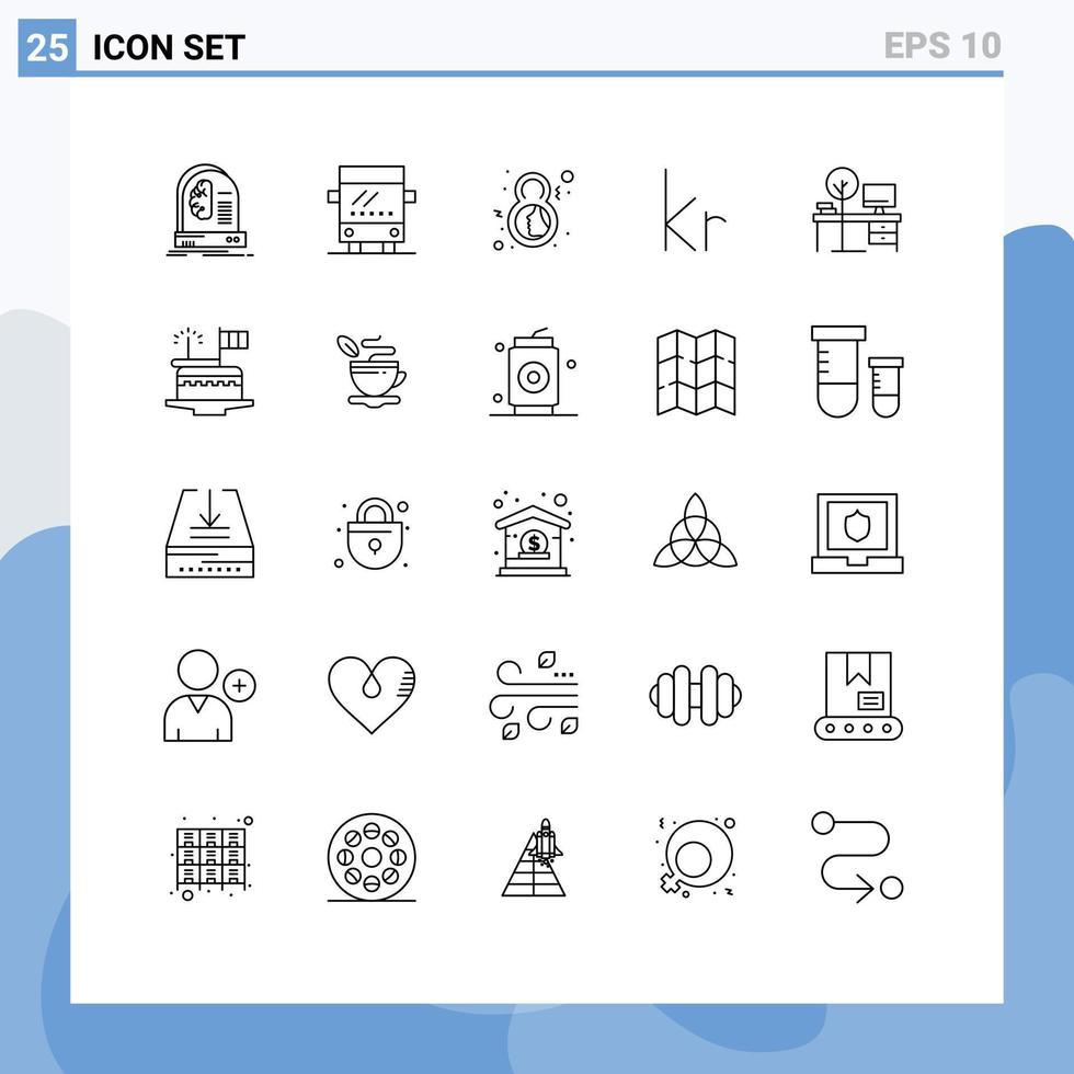 25 Line concept for Websites Mobile and Apps comfort danish day currency face Editable Vector Design Elements