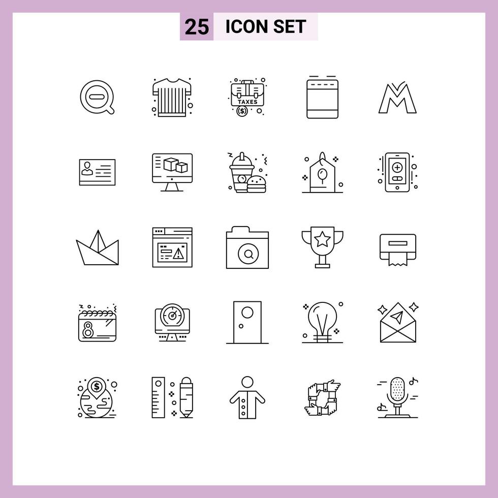 Line Pack of 25 Universal Symbols of coin oven bag kitchen appliances Editable Vector Design Elements