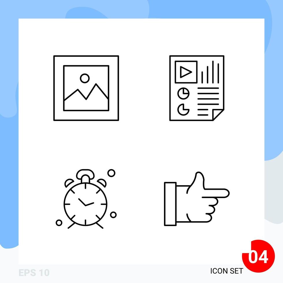 Modern Pack of 4 Icons. Line Outline Symbols isolated on White Backgound for Website designing vector