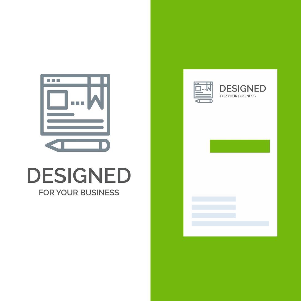 Browser Text Pen Education Grey Logo Design and Business Card Template vector