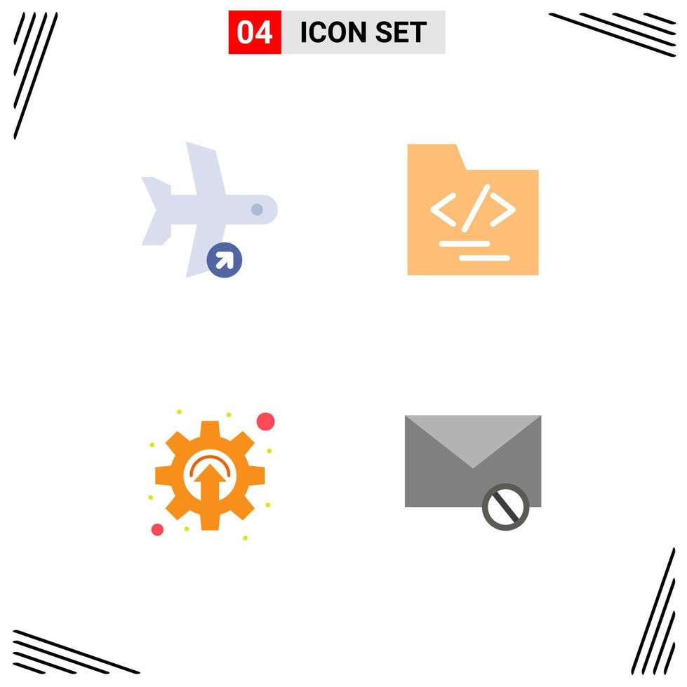 User Interface Pack of 4 Basic Flat Icons of flight development take file mechanism Editable Vector Design Elements