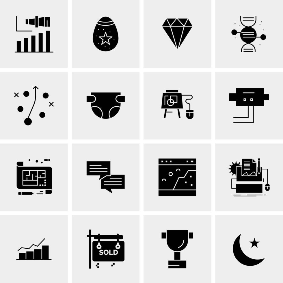 16 iconos de negocios universales vector ilustración de icono creativo para usar en proyectos relacionados con la web y dispositivos móviles