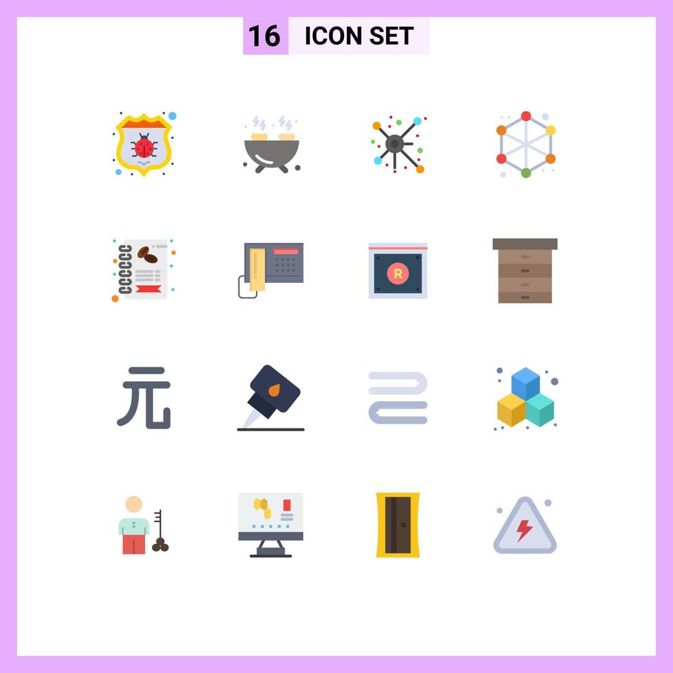 User Interface Pack of 16 Basic Flat Colors of menu business network web data Editable Pack of Creative Vector Design Elements