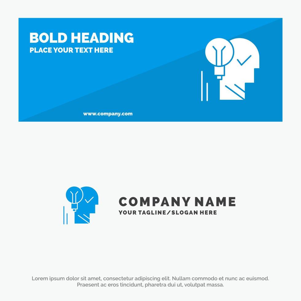 Creative Brain Idea Light bulb Mind Personal Power Success SOlid Icon Website Banner and Business Logo Template vector