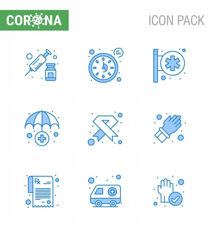 prevención del virus corona covid19 consejos para evitar lesiones 9 icono azul para la presentación vih sida signo del hospital seguro médico coronavirus viral 2019nov enfermedad vector elementos de diseño