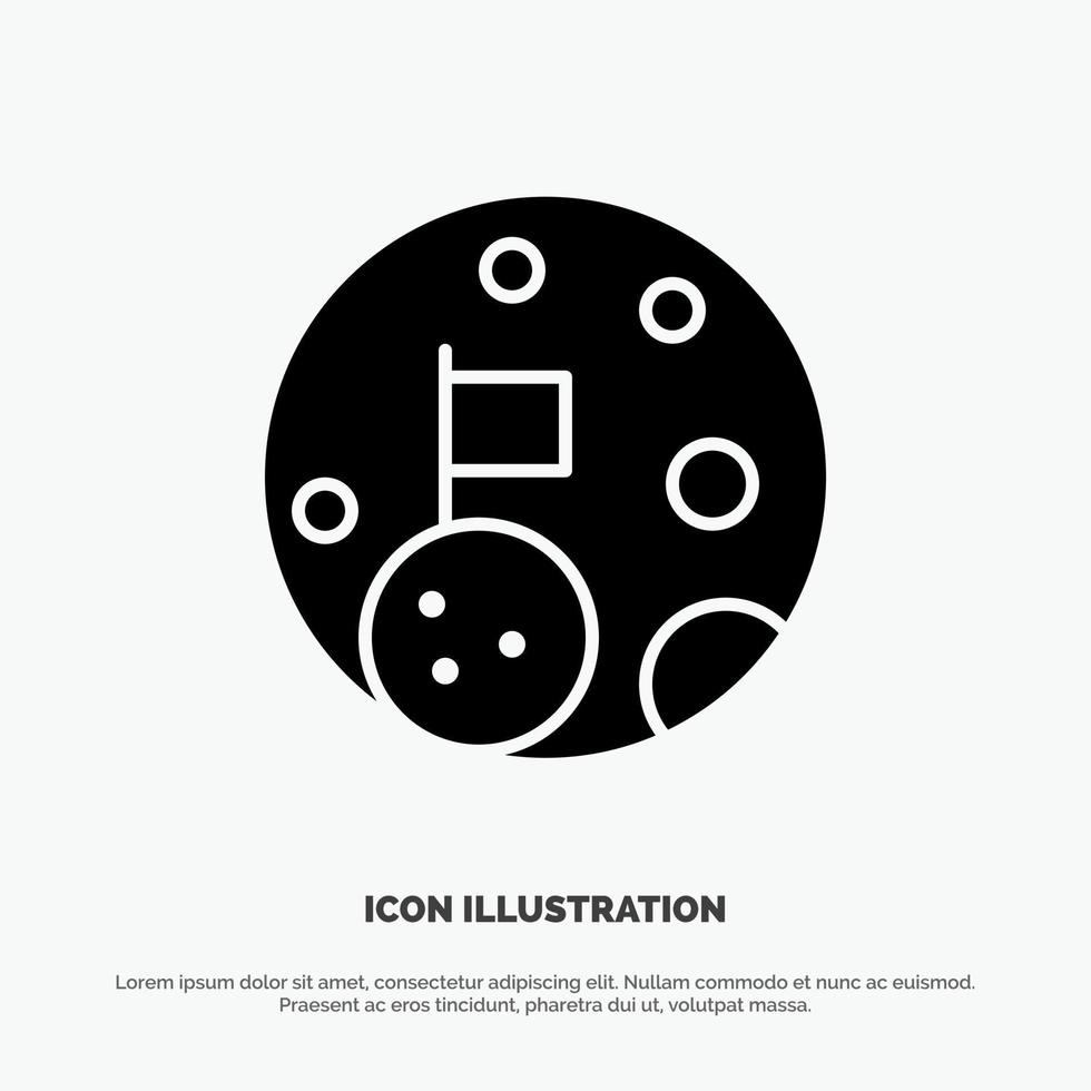 Moon Flag Space Planet Solid Black Glyph Icon vector