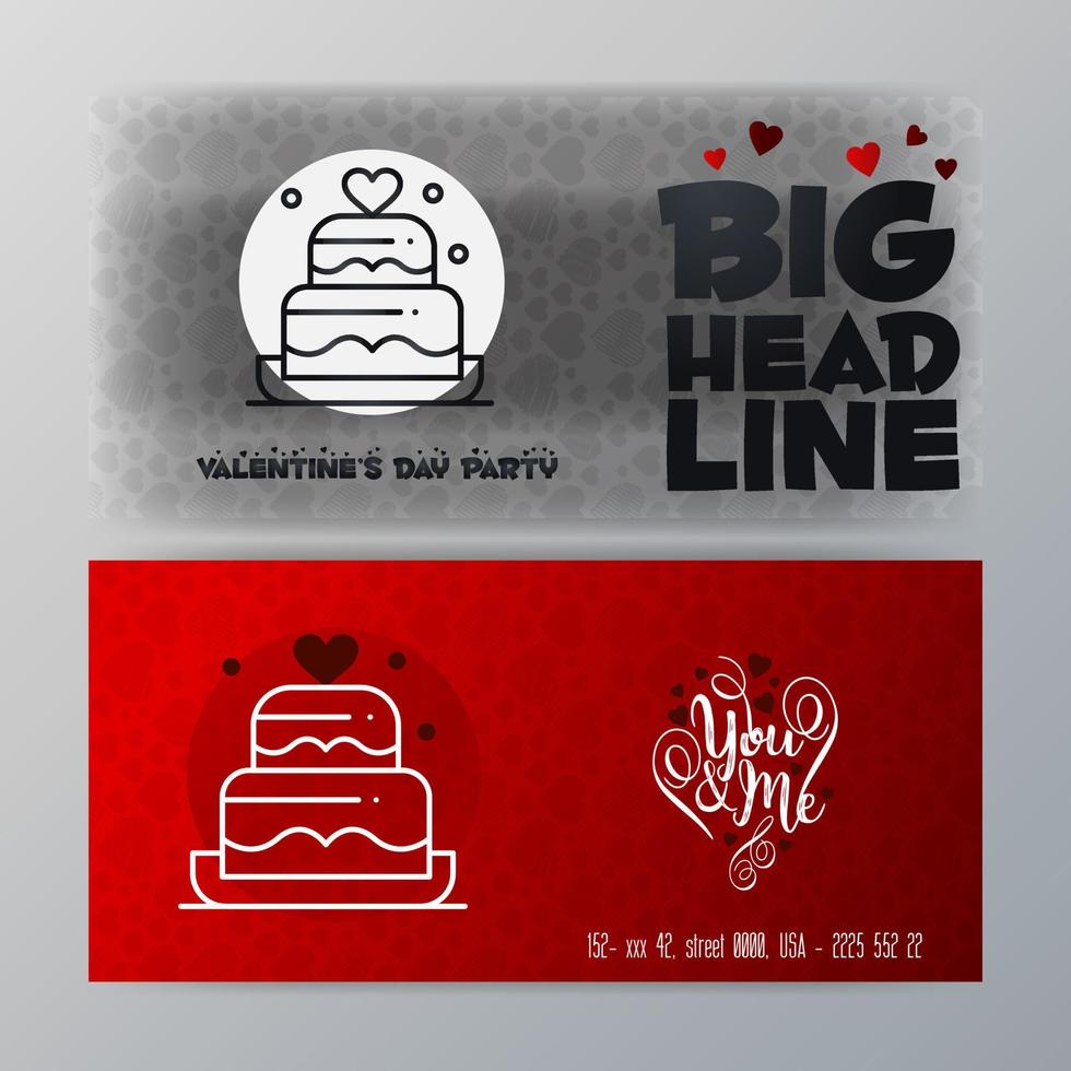Valentines Day Big Banner Template Red Background vector