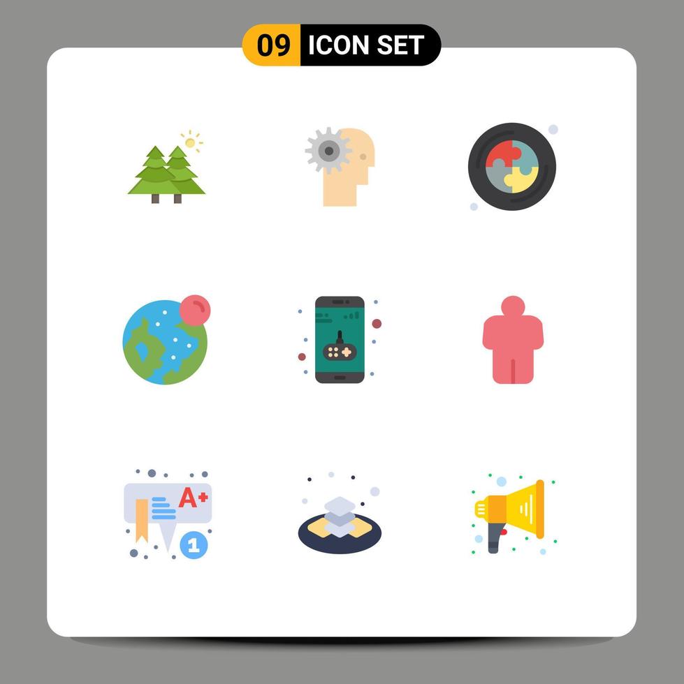 Set of 9 Modern UI Icons Symbols Signs for moon globe mechanism earth education Editable Vector Design Elements