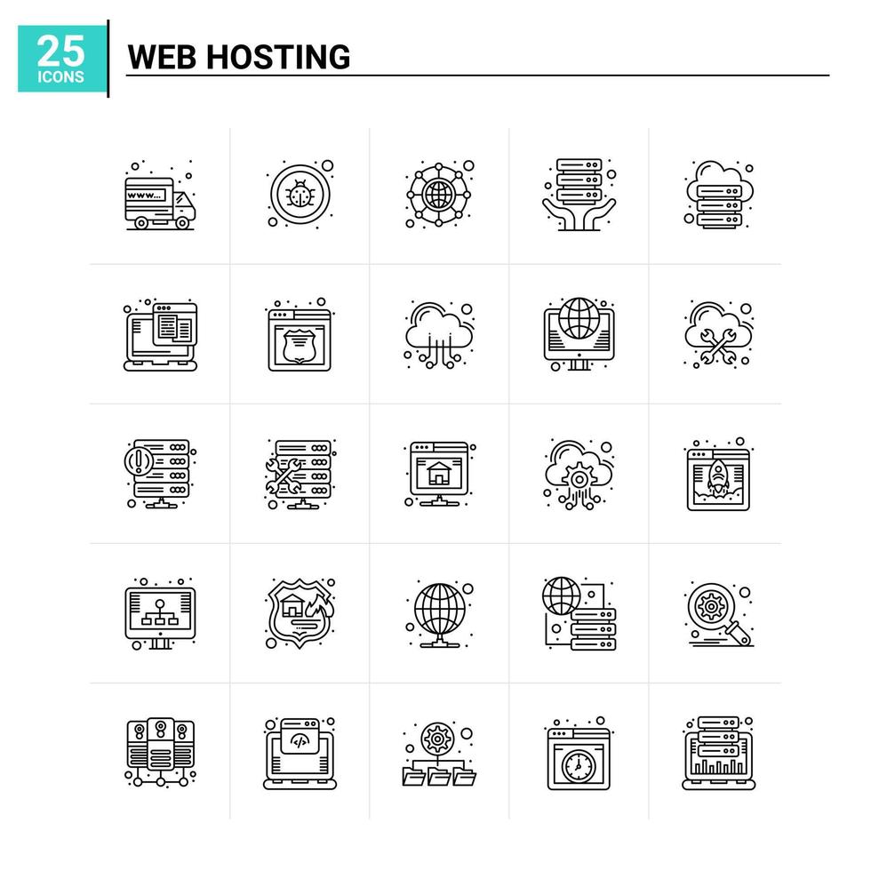 25 Web Hosting icon set vector background