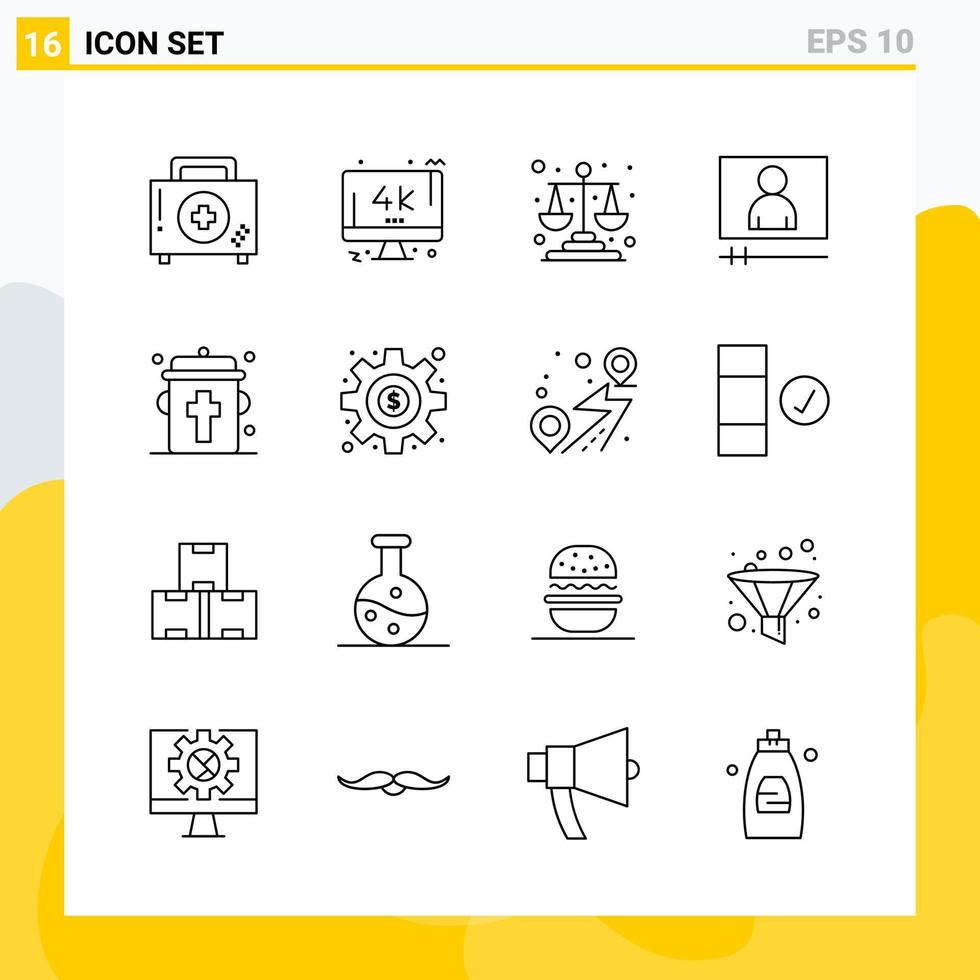 Collection of 16 Universal Line Icons. Icon Set for Web and Mobile. vector