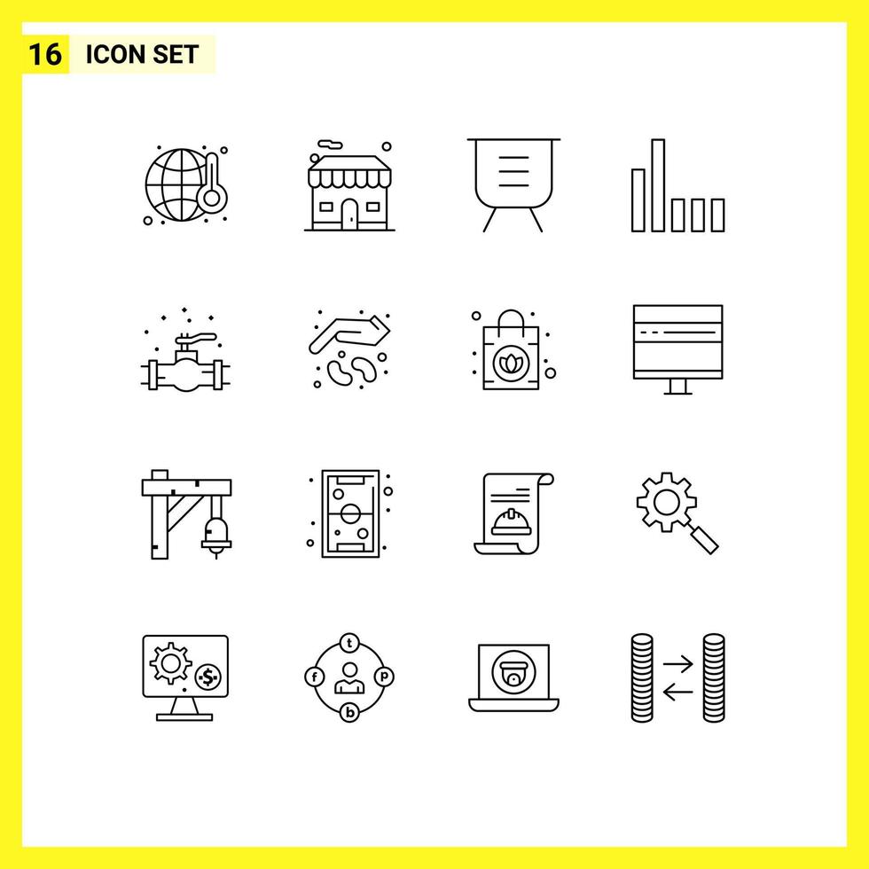 Universal Icon Symbols Group of 16 Modern Outlines of plumber signal board phone remove Editable Vector Design Elements