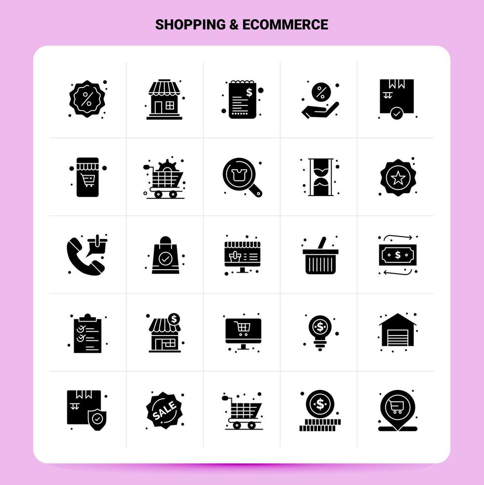 Solid 25 Shopping ECommerce Icon set Vector Glyph Style Design Black Icons Set Web and Mobile Business ideas design Vector Illustration