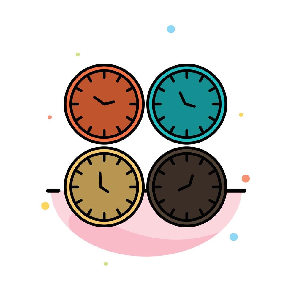 reloj relojes de negocios relojes de oficina zona horaria relojes de pared hora mundial plantilla de icono de color plano abstracto vector