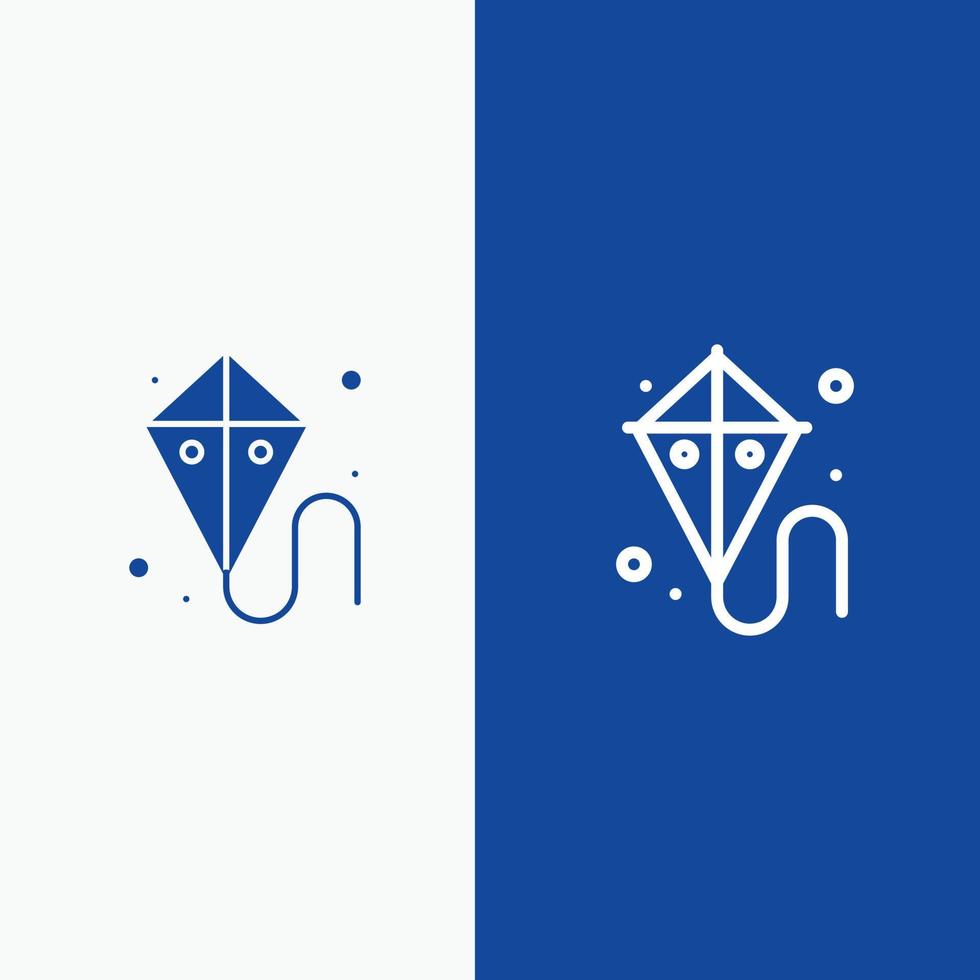 Easter Kite Spring Madrigal Line and Glyph Solid icon Blue banner Line and Glyph Solid icon Blue banner vector