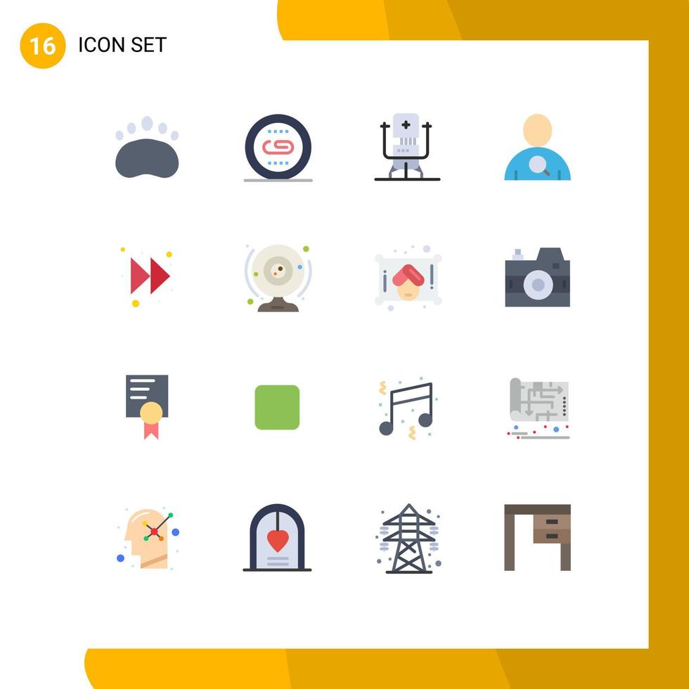 Group of 16 Modern Flat Colors Set for forward user biochip search medical Editable Pack of Creative Vector Design Elements