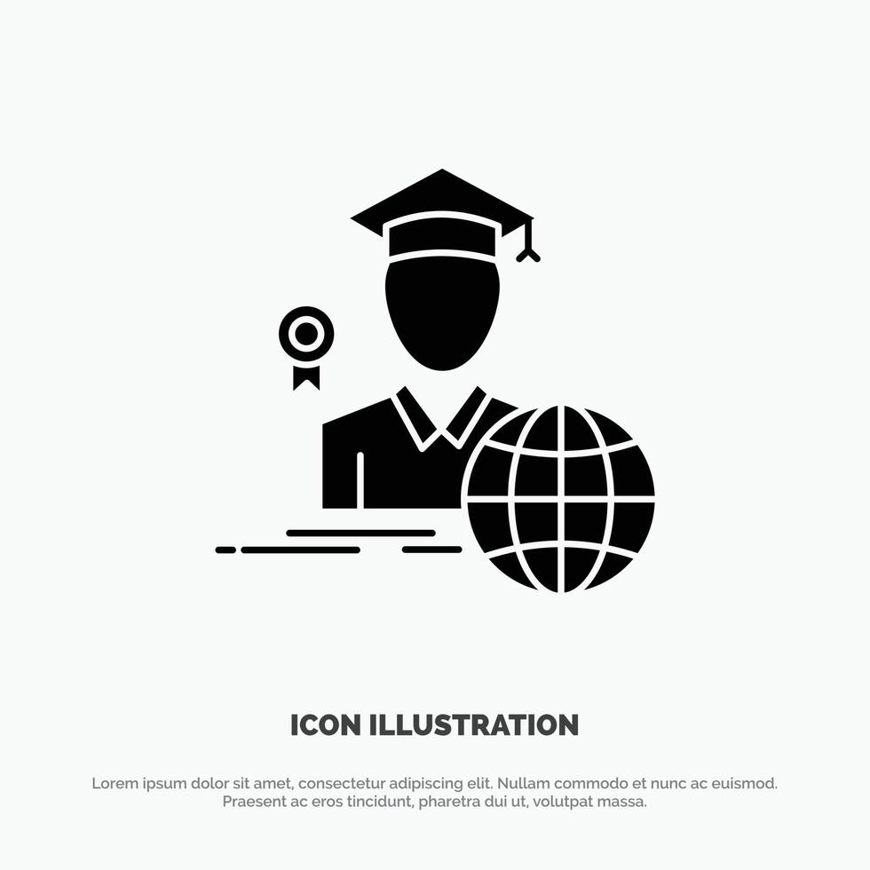 Graduation Avatar Graduate Scholar solid Glyph Icon vector