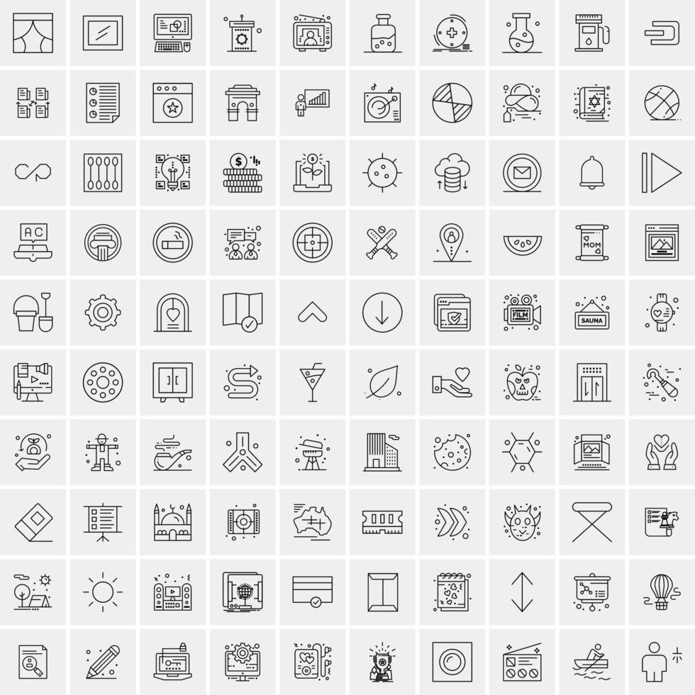 conjunto de 100 iconos de línea de negocios creativos vector