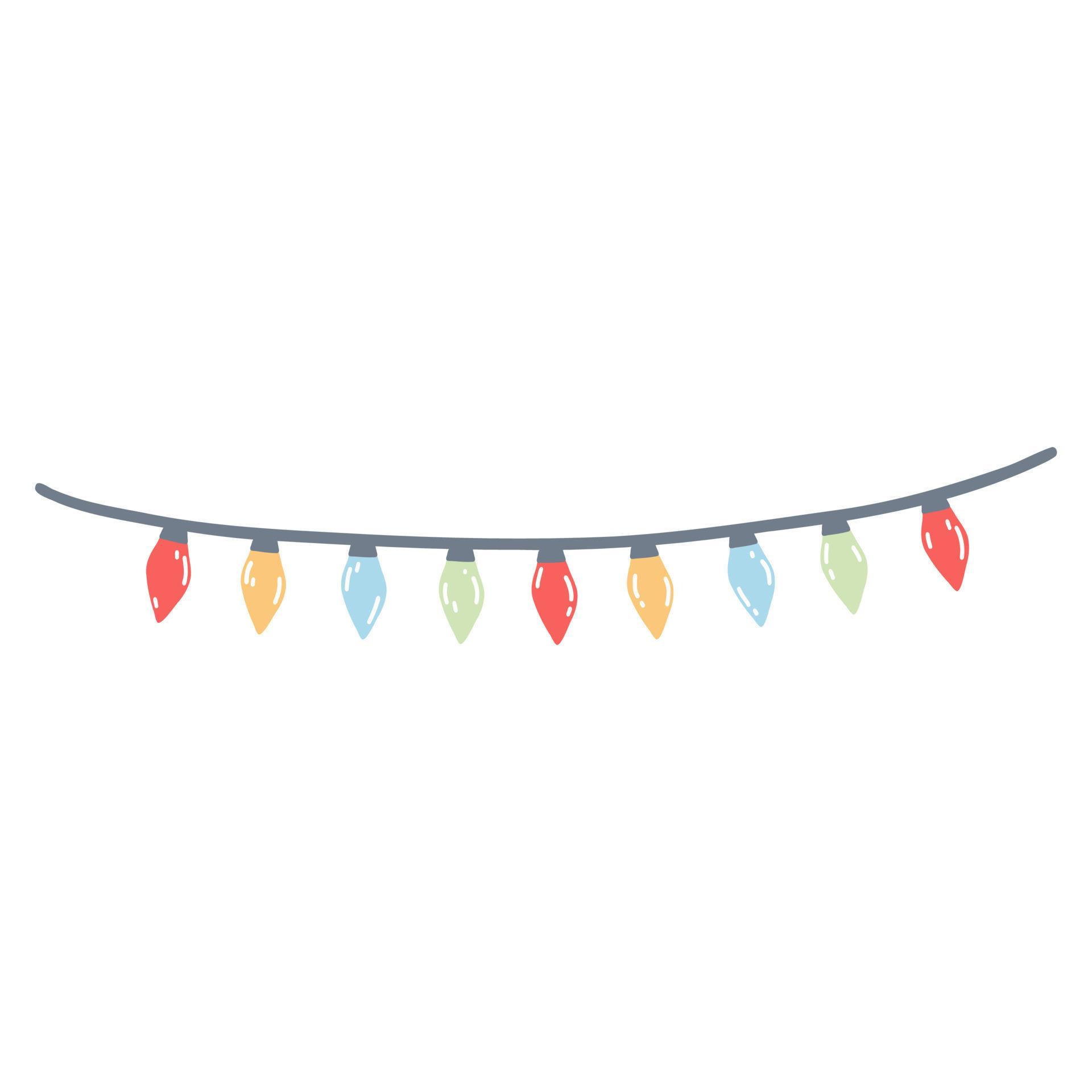 Christmas Lights In Cartoon Flat Style Hand Drawn Vector Illustration Christmas Lights In Cartoon Flat Style Hand Drawn Illustration Of Festive Decoration New Year Colorful Garland Vector