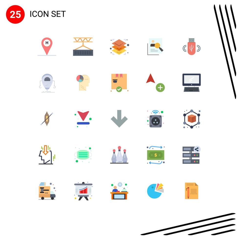 Flat Color Pack of 25 Universal Symbols of resources hunting shipping services human employee Editable Vector Design Elements